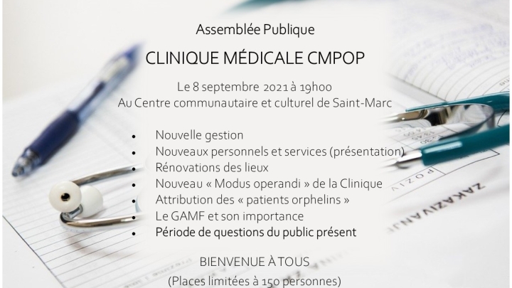 ASSEMBLÉE PUBLIQUE - CLINIQUE MÉDICALE